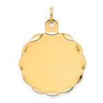 14k Etched Edge .011 Gauge Engravable Round Scalloped 26x24mm Disc Charm