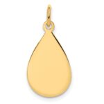 14k Plain .009 Gauge Engravable Raindrop 20x11mm Disc Charm