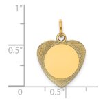 14k Etched Design .018 Gauge Engravable Heart 18x15mm Disc Charm - Image 2