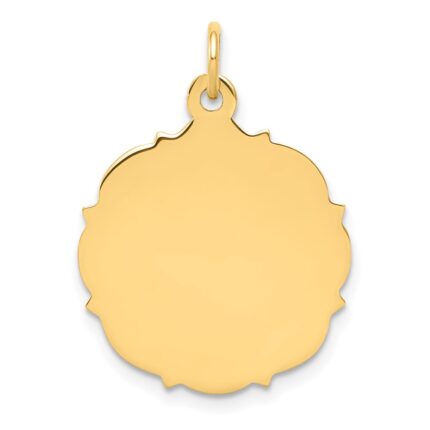 14k Plain with Fancy Edge .013 Gauge Engravable Round 20x18mm Disc Charm