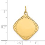 14k Patterned .018 Gauge Diamond-Shaped Engravable 24x21mm Disc Charm - Image 2