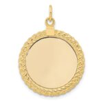 14k Plain .013 Gauge Round Engravable 27x21mm Disc with Rope Edge Charm - Image 3