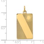 14k Patterned Sunburst with Diagonal Stripe .013 Gauge Engravable Rectangular 27x14mm Disc Charm - Image 2