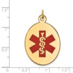 14k 31x22mm Oval Red Enameled Medical Jewelry Pendant - Image 2