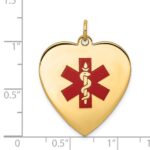 14k 24mm Heart-Shaped Red Enameled Medical Jewelry Pendant - Image 3