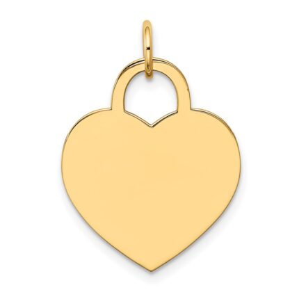 14k Plain .027 Gauge Engravable Heart 22x18mm Disc Charm