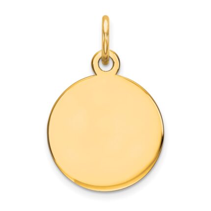 14K Plain .011 Gauge Round Engravable 11mm Disc Charm