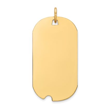 14k Plain .011 Gauge Engravable 30x16mm Dog Tag with Notch Disc Charm