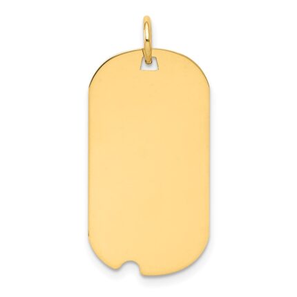 14k Plain .018 Gauge Engraveable 26x15mm Dog Tag with Notch Disc Charm