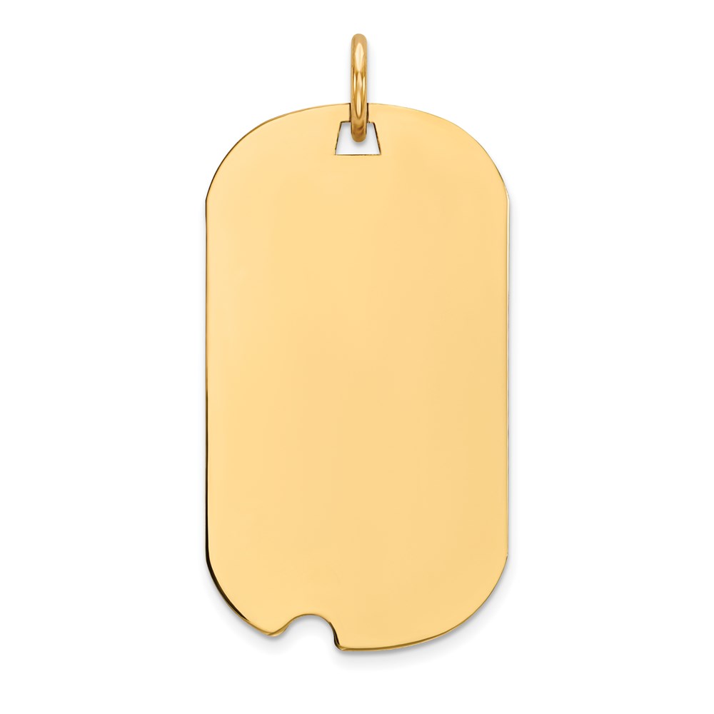 XM561-3.jpg 14k Plain .013 Gauge Engraveable 27x15mm Dog Tag with Notch Disc Charm - Image 1