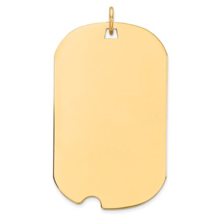 14k Plain .013 Gauge Engraveable 35x20mm Dog Tag with Notch Disc Charm