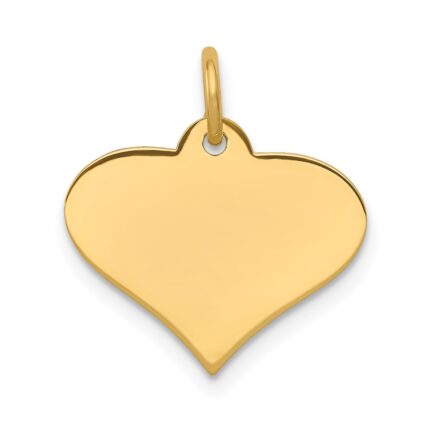 14k Plain .018 Gauge Engraveable Heart 16x18mm Disc Charm