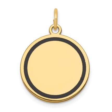14k with Black Enamel Edge .027 Gauge Round Engravable 17mm Disc Charm