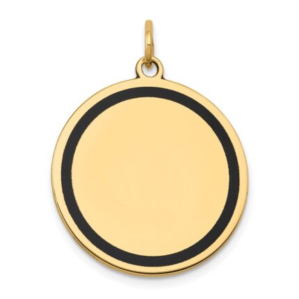 14k with Black Enamel Edge .027 Gauge Round Engravable 23mm Disc Charm