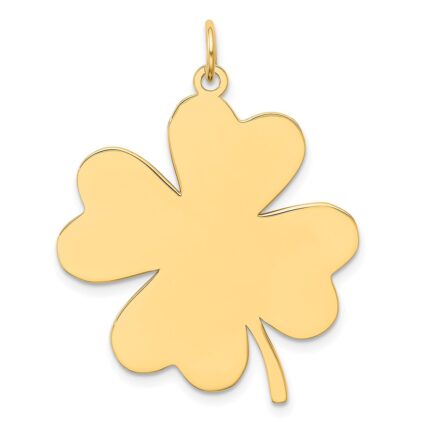 14k Plain .018 Gauge Engravable Clover 32x27mm Disc Charm