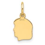 14k Plain Small .013 Gauge Facing Right Engravable Girl Head Charm - Image 3
