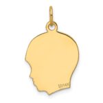 14k Plain Medium .013 Gauge Facing Right Engravable Boy Head Charm - Image 3