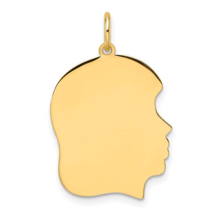 14k Plain Medium .011 Gauge Facing Right Engravable Girl Head Charm