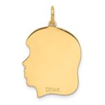 14k Plain Medium .013 Gauge Facing Right Engravable Girl Head Charm - Image 3