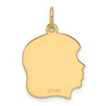 14k Plain Medium .013 Gauge Facing Left Engravable Girl Head Charm - Image 3