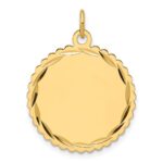14k Etched Edge .013 Gauge Engravable Round Scalloped 21.5mm Disc Charm