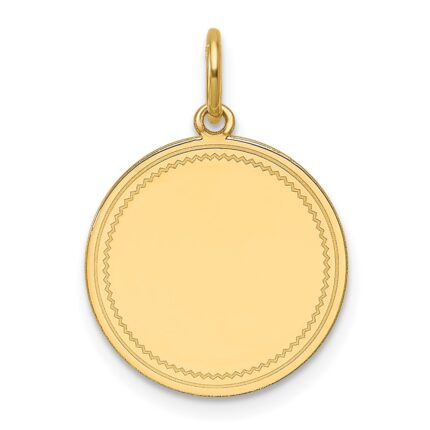 14k Plain with Zig-Zag Edge .027 Gauge Engravable Round 15.5mm Disc Charm