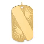 14k Patterned Sunburst with Diagonal Stripe .018 Gauge Engravable 43x25mm Dog Tag Disc Charm