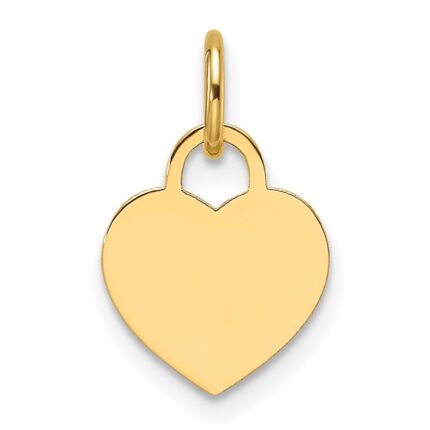 14k Plain .018 Gauge Engravable Heart 9.5x10mm Disc Charm