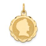 14k Boy Head on .009 Gauge Engravable Scalloped 17x15mm Disc Charm