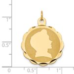 14k Boy Head on .018 Gauge Engravable Scalloped 25x22mm Disc Charm - Image 3