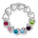 14k White Gold 6 Genuine Stone Family Pendant - Image 2