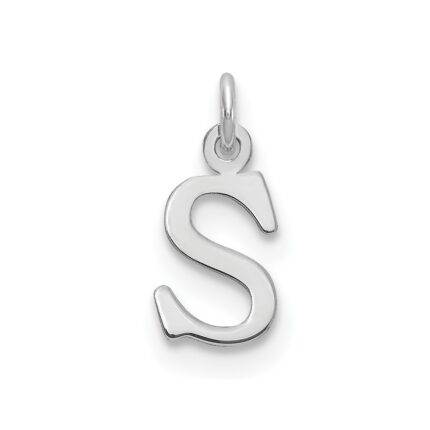 Sterling Silver Rhodium-plated Letter S Initial Charm