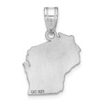 Sterling Silver/Rhodium-plated Wisconsin State Pendant - Image 4