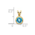 14k 6mm Round Blue Topaz Bezel Pendant - Image 4