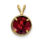 14k 8mm Round Garnet Bezel Pendant - Image 3