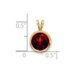 14k 8mm Round Garnet Bezel Pendant - Image 4