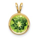 14k 8mm Round Peridot Bezel Pendant
