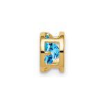14k 5mm Round Blue Topaz Bezel Chain Slide - Image 2