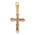 14k Pink Tourmaline and Diamond Cross Pendant - Image 3