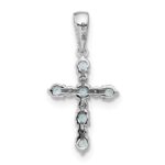 14k White Gold Aquamarine and Diamond Cross Pendant - Image 3