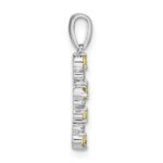 14k White Gold Peridot and Diamond Cross Pendant - Image 2