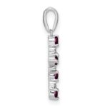 14k White Gold Rhodolite Garnet and Diamond Cross Pendant - Image 2
