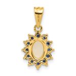 14k Genuine Opal and Sapphire Halo Pendant - Image 4
