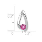 14k White Gold 4mm Round Pink Sapphire Chain Slide - Image 2