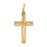 14K Laser Designed Cut-out Cross Charm