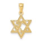 14k Polished and Textured Star of David Pendant - Image 4