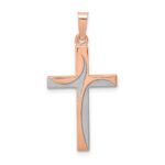 14k Rose Gold and White Rhodium Hollow Cross Pendant