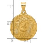14k Polished and Satin Face of Jesus Medal Hollow Pendant - Image 3