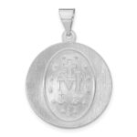 14k White Gold Polished and Satin Hollow Miraculous Medal Round Pendant - Image 4