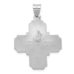 14k White Gold Polished and Satin Hollow Four-Way Religious Medal Pendant - Image 3